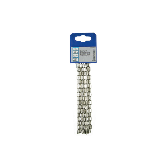 Catena orologio pretagliata  1,3 mm. in acciao nichelato 2,5 mt.