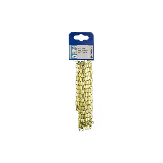 Catena forzatina pretagliata  1,3 mm. in acciao ottonato 2,5 mt.