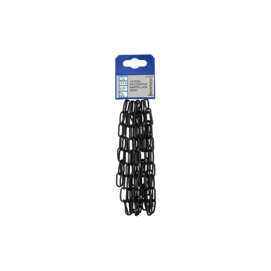 Catena decorativa pretagliata  2 mm. in acciaio nero martellato 2,5 mt.