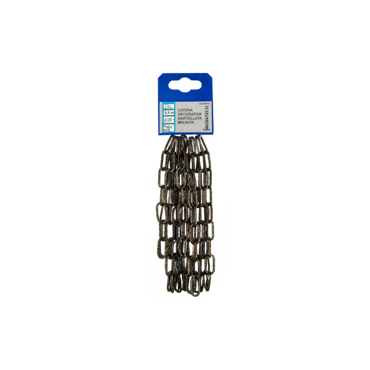 Catena decorativa pretagliata  2 mm. in acciaio martellato brunito 2,5 mt.