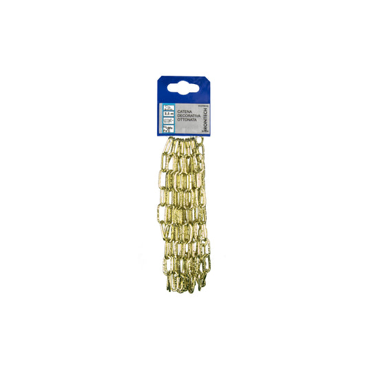 Catena decorativa pretagliata  2 mm. in acciaio ottonato 2,5 mt.