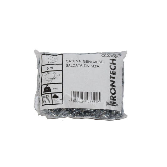 Catena genovese pretagliata  2 mm. in acciaio zincato 5 mt.