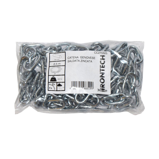 Catena genovese pretagliata  5 mm. in acciaio zincato 5 mt.