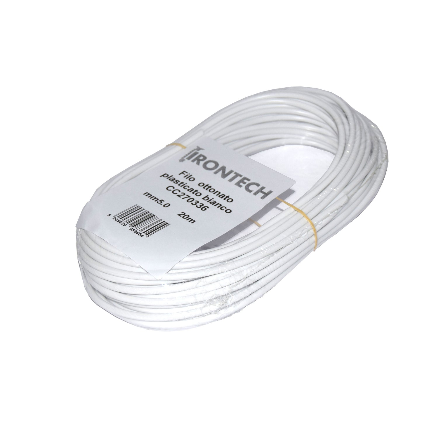 Cavo stendibiancheria in ottone plastificato bianco  5 x 20 mt.
