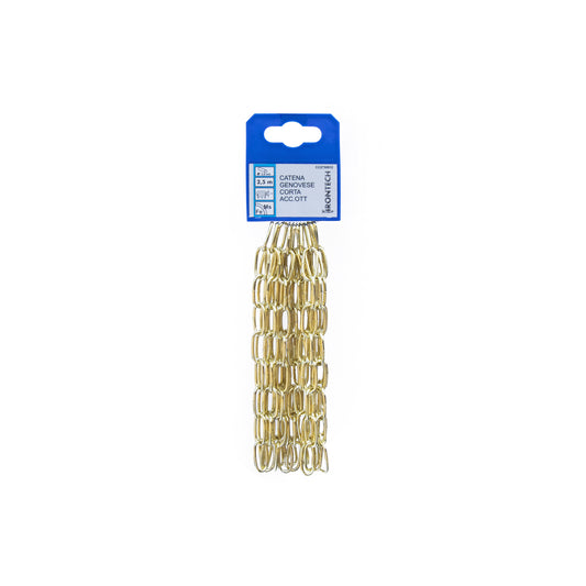 Catena genovese pretagliata maglia corta  2 mm. in acciaio ottonato 2,5 mt.