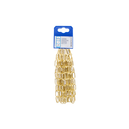 Catena genovese pretagliata maglia quadra  2 mm. in acciaio ottonato 2,5 mt.