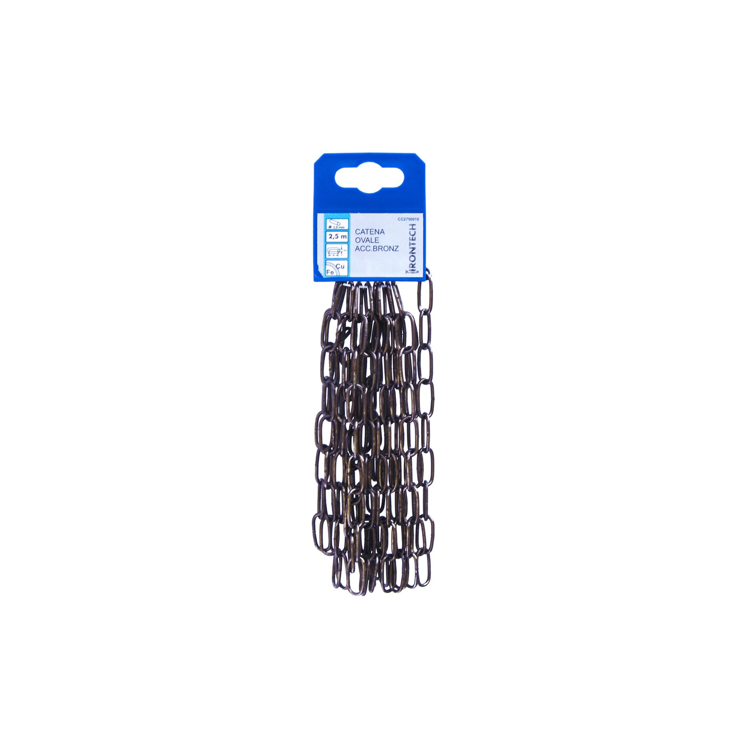 Catena ovale pretagliata  2,5 mm. in acciaio bronzato 2,5 mt.