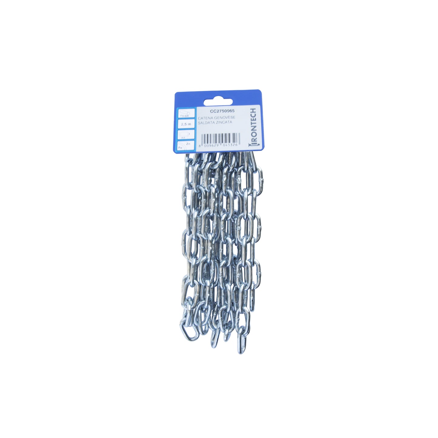 Catena genovese pretagliata  5 mm. in acciaio zincato 2,5 mt.