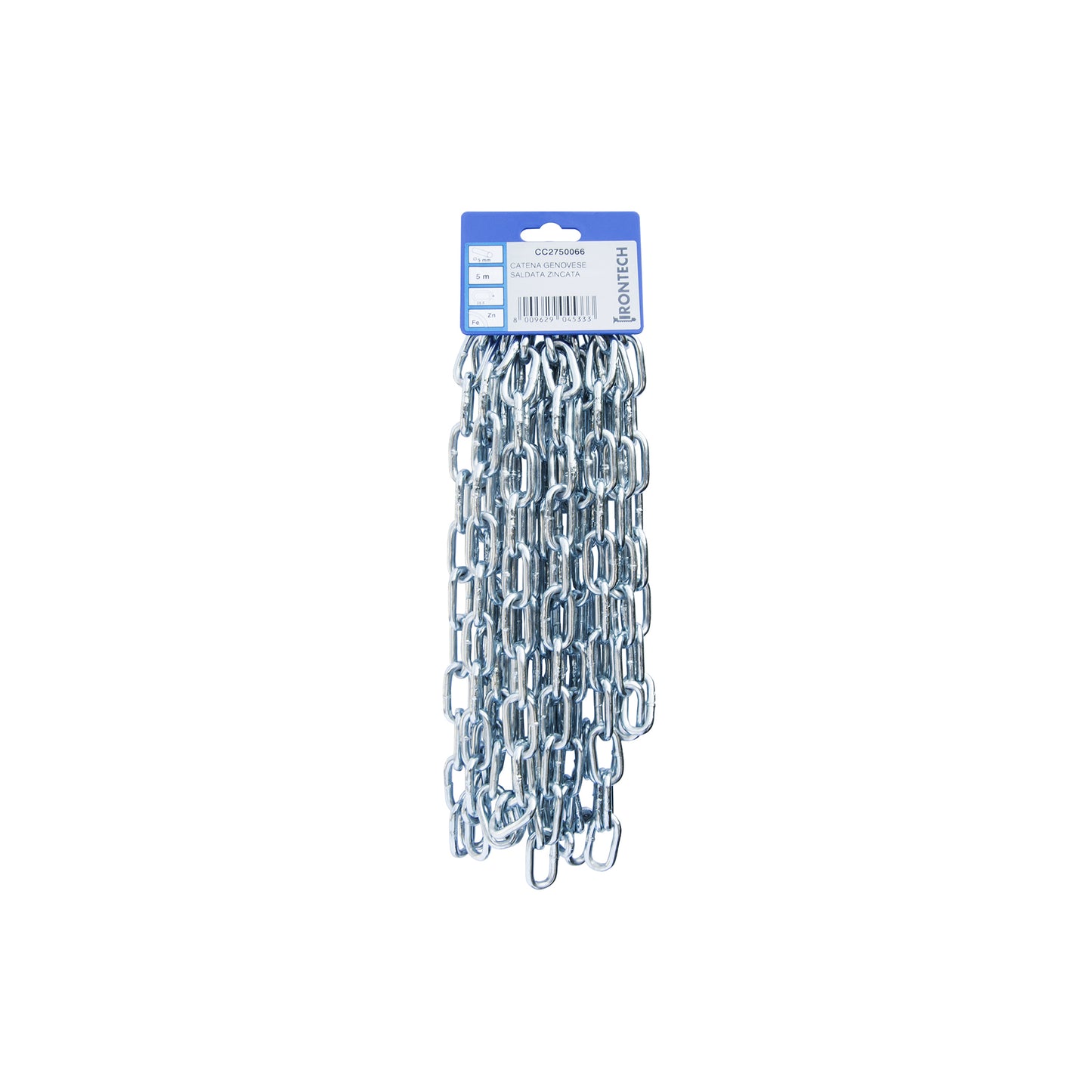 Catena genovese pretagliata  5 mm. in acciaio zincato 5 mt.