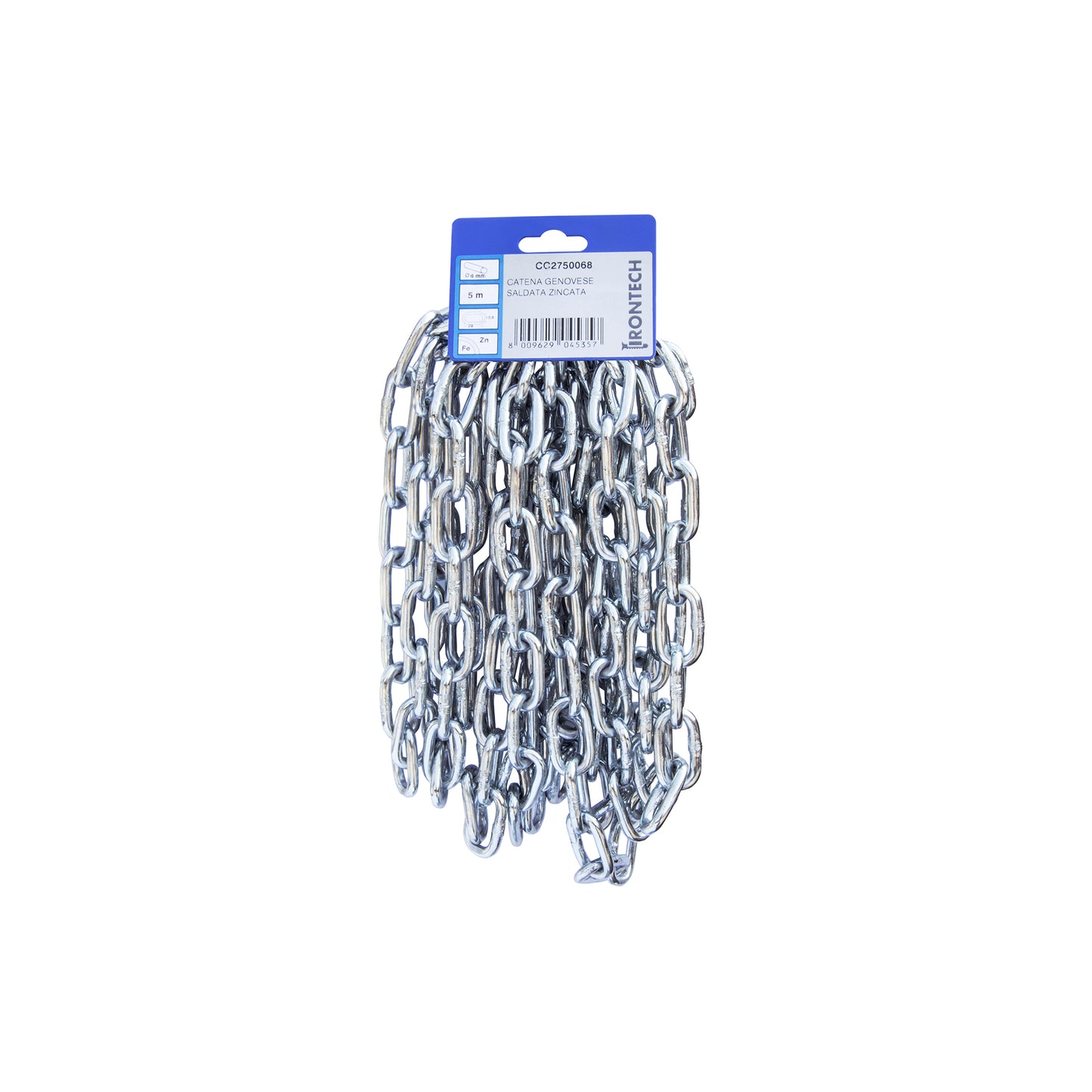 Catena genovese pretagliata  6 mm. in acciaio zincato 5 mt.