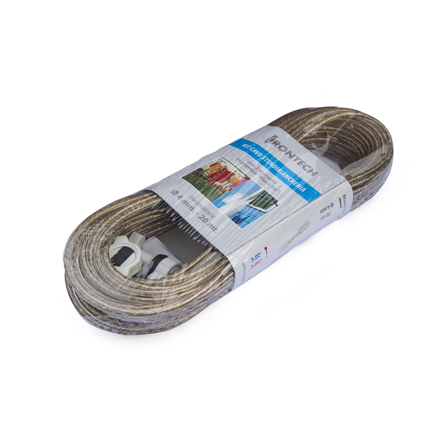 Kit cavo stendibiancheria  4 x 20 mt. trasparente + 2 morsetti