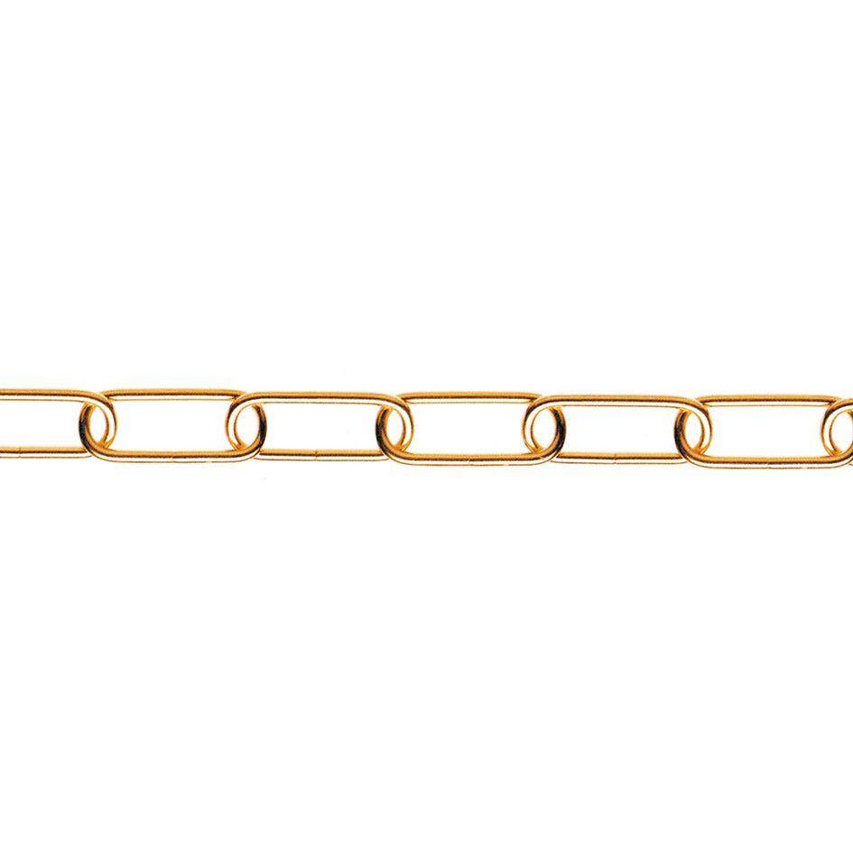 Catena ornamentale maglia lunga  2,8 mm. in acciaio ottonato 15 mt.