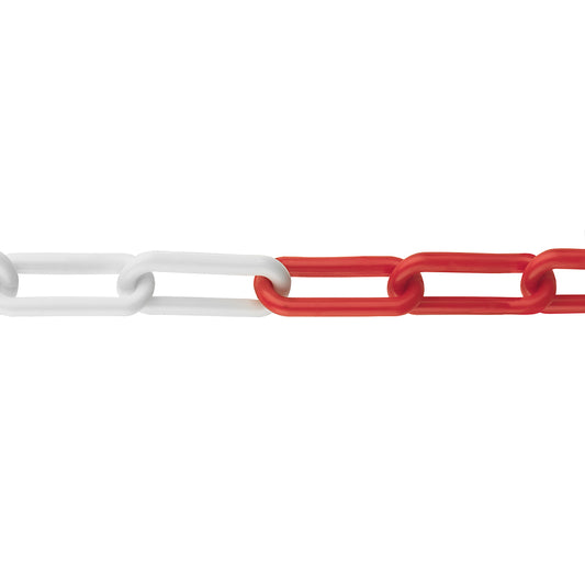 Catena in plastica  6 mm. bianco - rosso 20 mt.