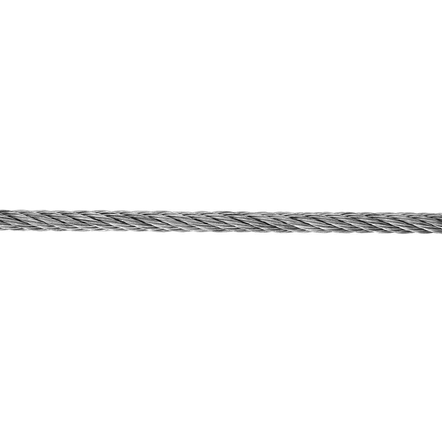 Fune in ferrro zincato  5 mm. con nucleo in fibra tessile 80 mt.