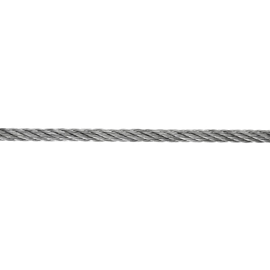 Fune in ferrro zincato  5 mm. con nucleo in fibra tessile 80 mt.