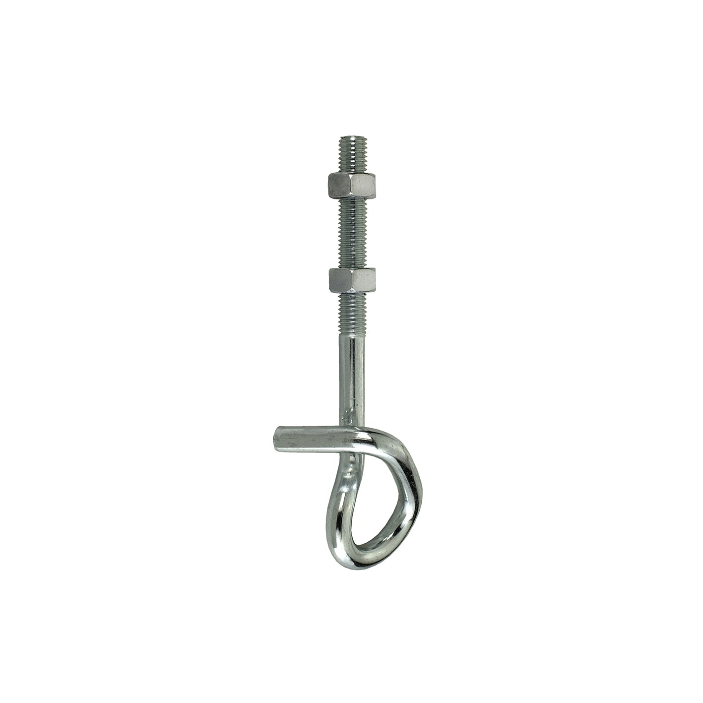 Gancio di sicurezza per altalene in ferro zincato con filetto metrico M12x250 mm.