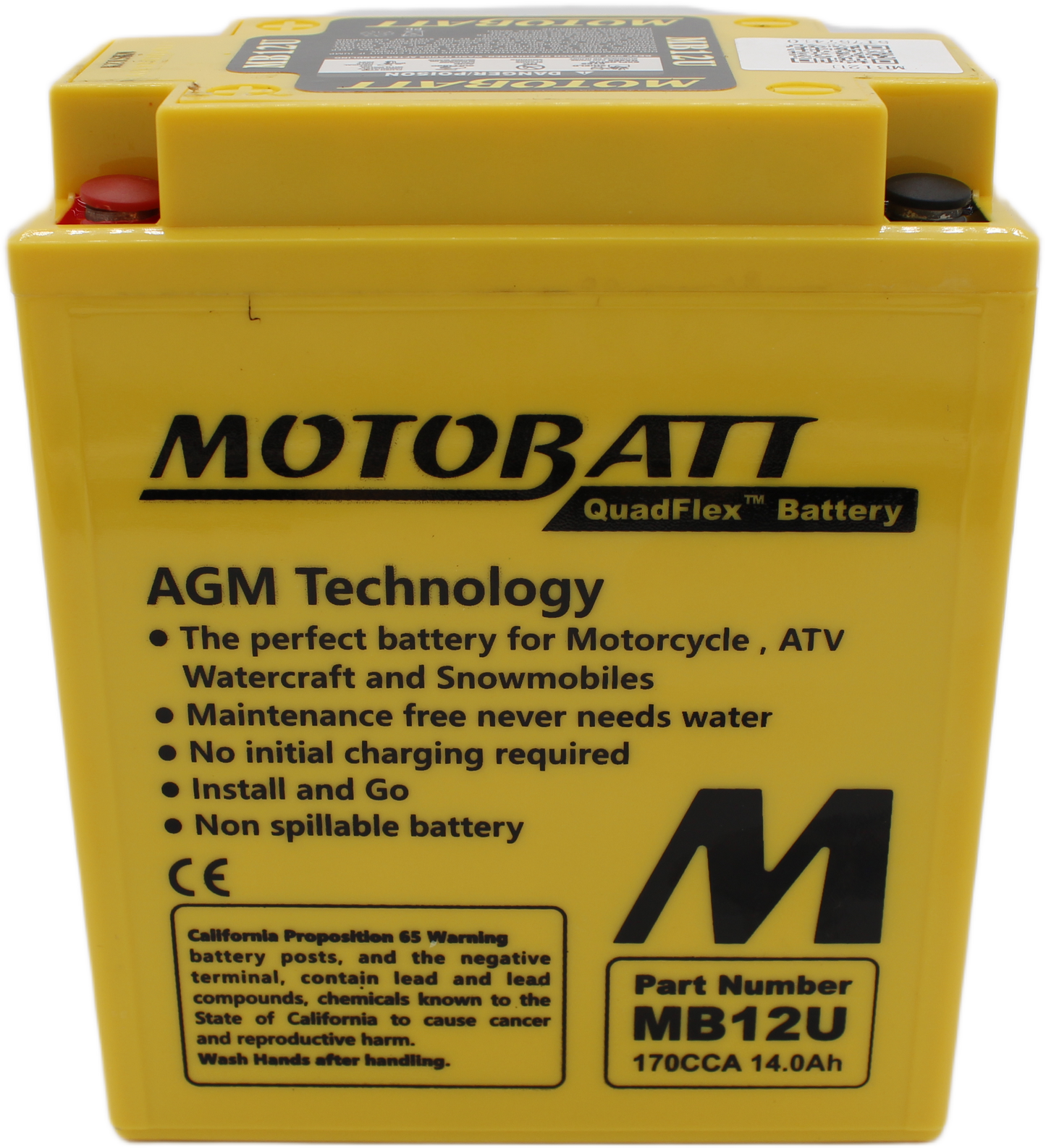 MotoBatt MB12U YB12A-B 14Ah Precaricata sigillata AGM Per Moto 135x80x161 mm
