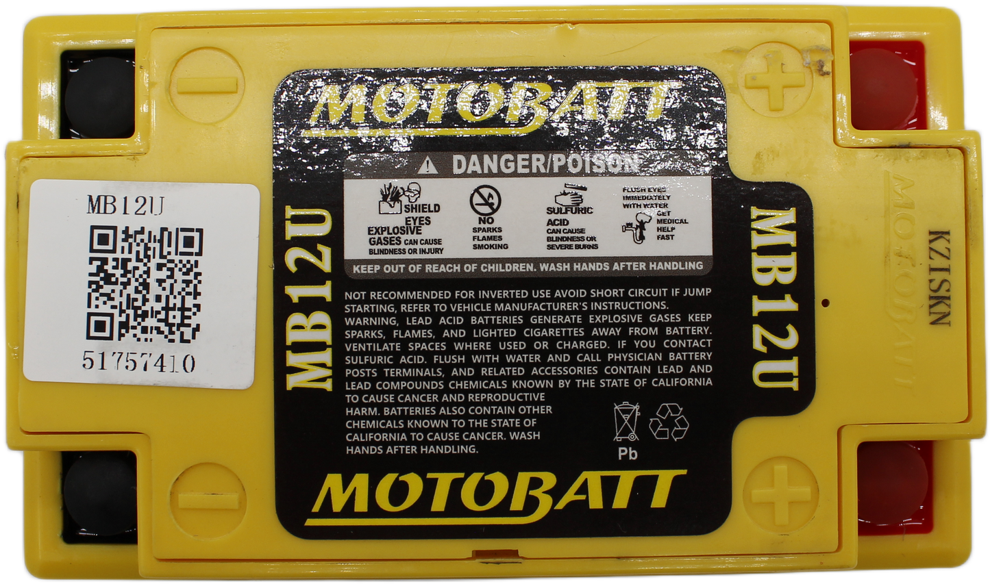 MotoBatt MB12U YB12A-B 14Ah Precaricata sigillata AGM Per Moto 135x80x161 mm