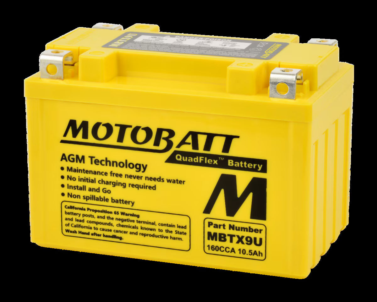 Batteria MotoBatt MBTX9U YTX9 12V 10,5Ah AGM Precaricata Sigillata 151x87x105mm Senza Manutenzione