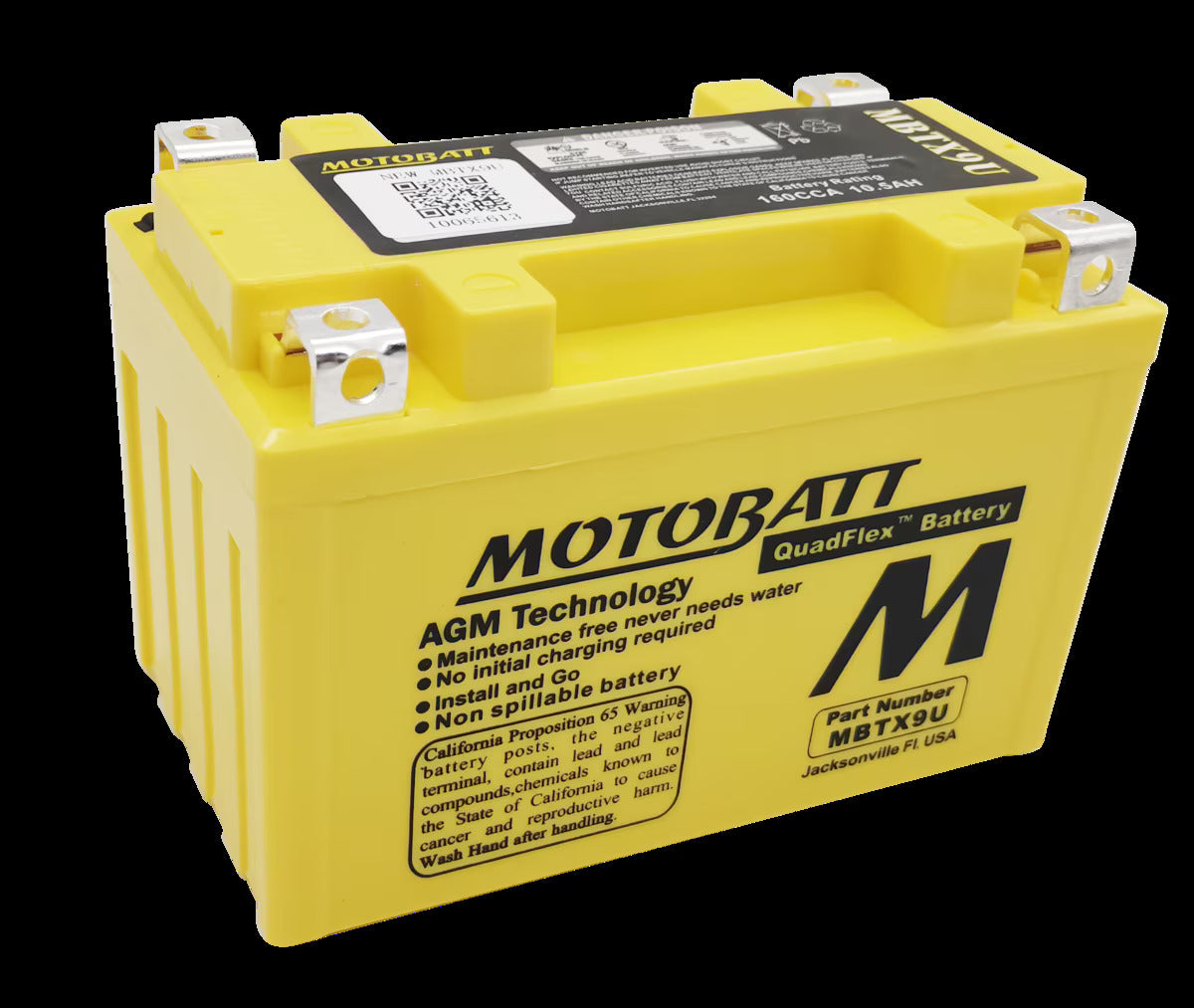 Batteria MotoBatt MBTX9U YTX9 12V 10,5Ah AGM Precaricata Sigillata 151x87x105mm Senza Manutenzione