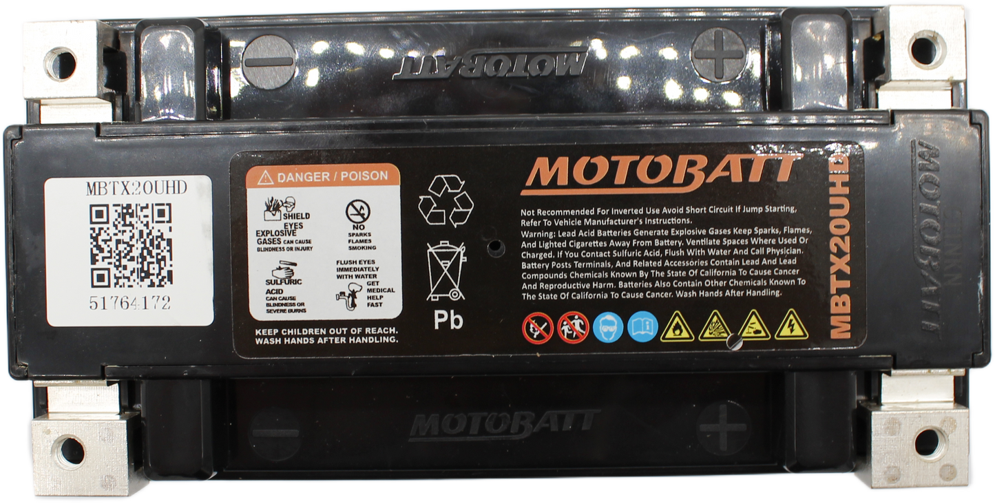 Batteria MotoBatt MBTX20UHD YTX20L 12V 21Ah AGM Precaricata Sigillata senza manutenzione