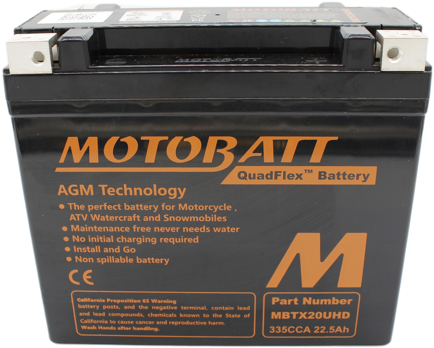 Batteria MotoBatt MBTX20UHD YTX20L 12V 21Ah AGM Precaricata Sigillata senza manutenzione