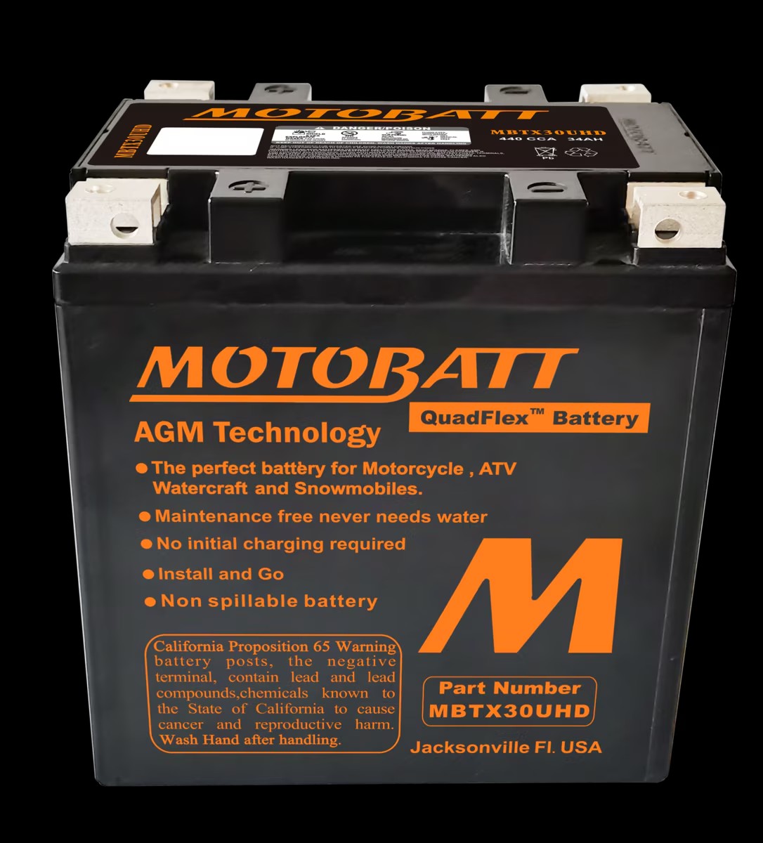 Batteria MotoBatt MBTX30UHD YB30L-B 12V 33Ah Precaricata Sigillata senza manutenzione