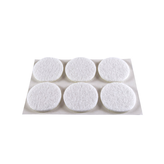 Feltrini adesivi tondi -  30 mm. - bianco - 6 pz.