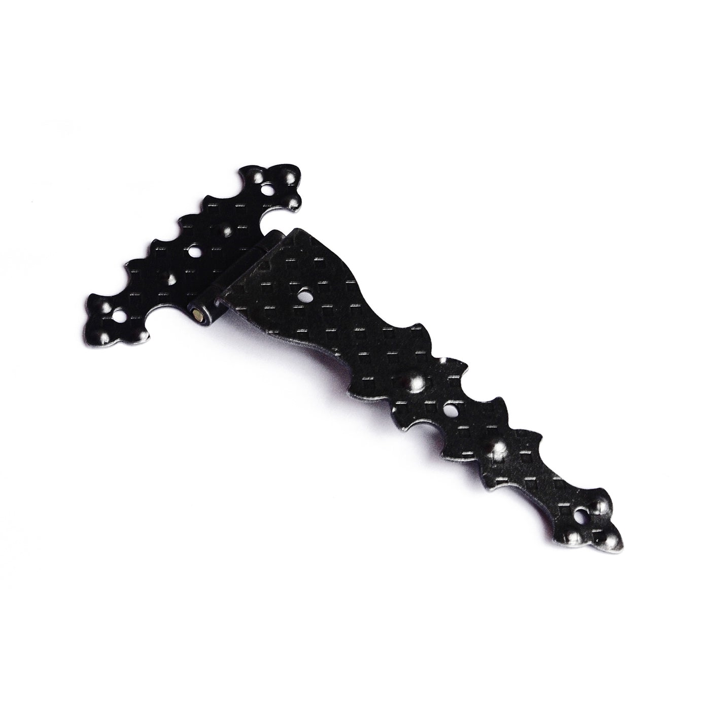 Cerniere rustiche in ferro martellato nero collo alto 68 x 124 mm.