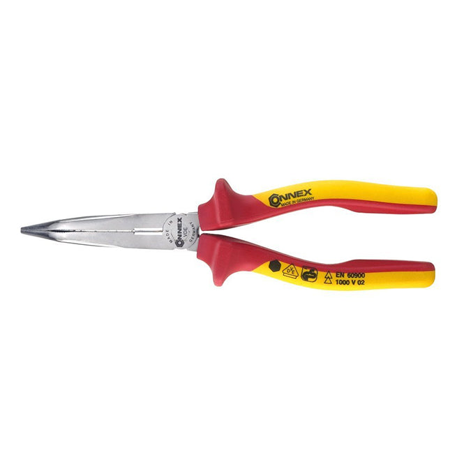 Pinza becchi curvi isolata 1000V per elettricista 200 mm.