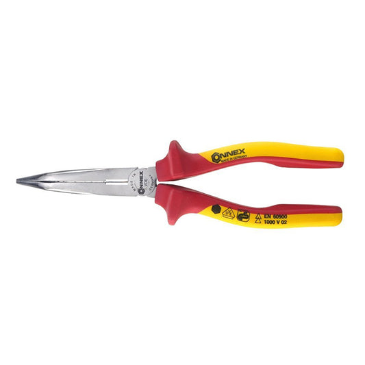Pinza becchi curvi isolata 1000V per elettricista 200 mm.