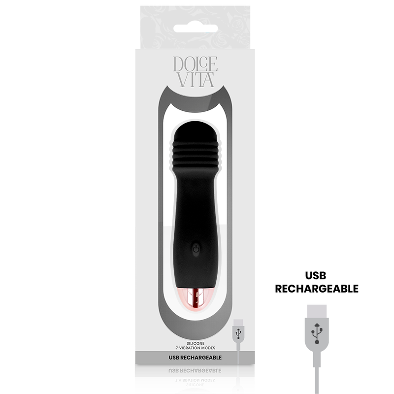 DOLCE VITA - VIBRATORE RICARICABILE TRE NERO A 7 VELOCIT