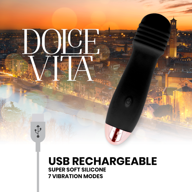 DOLCE VITA - VIBRATORE RICARICABILE TRE NERO A 7 VELOCIT