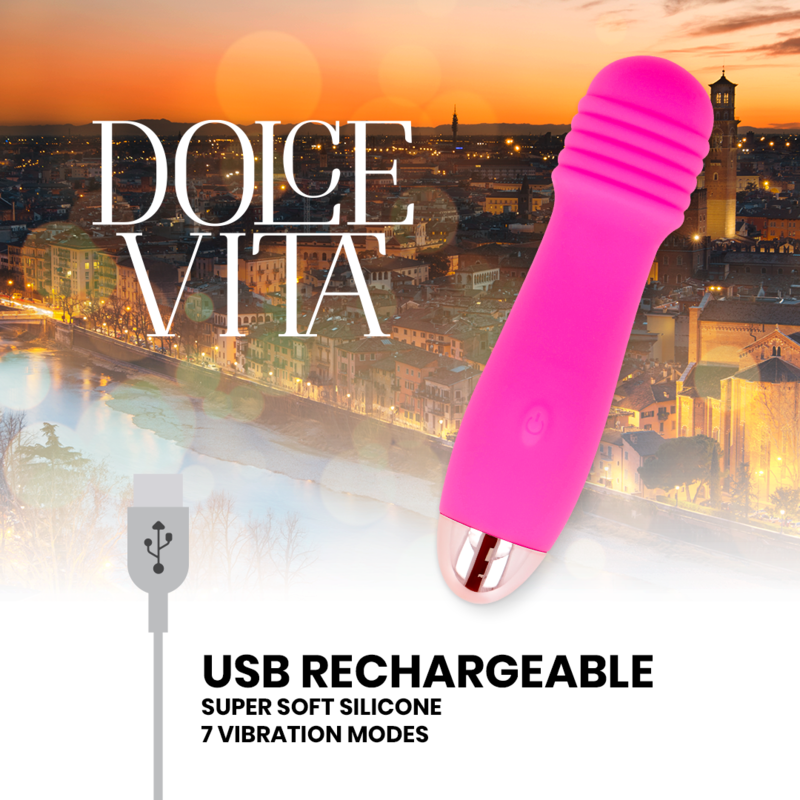 DOLCE VITA - VIBRATORE RICARICABILE TRE ROSA 7 VELOCIT