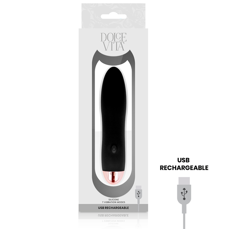 DOLCE VITA - VIBRATORE RICARICABILE QUATTRO NERO A 7 VELOCIT