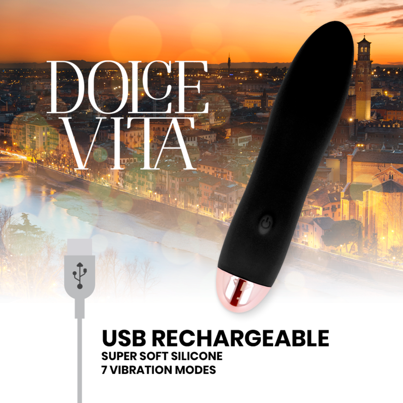 DOLCE VITA - VIBRATORE RICARICABILE QUATTRO NERO A 7 VELOCIT