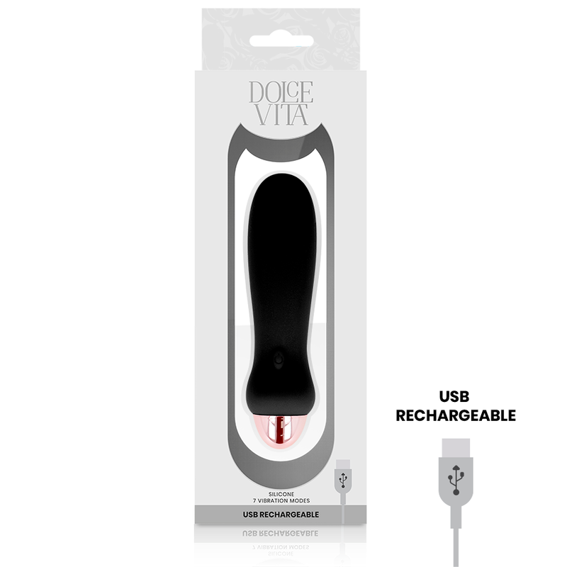 DOLCE VITA - VIBRATORE RICARICABILE CINQUE NERO A 7 VELOCIT