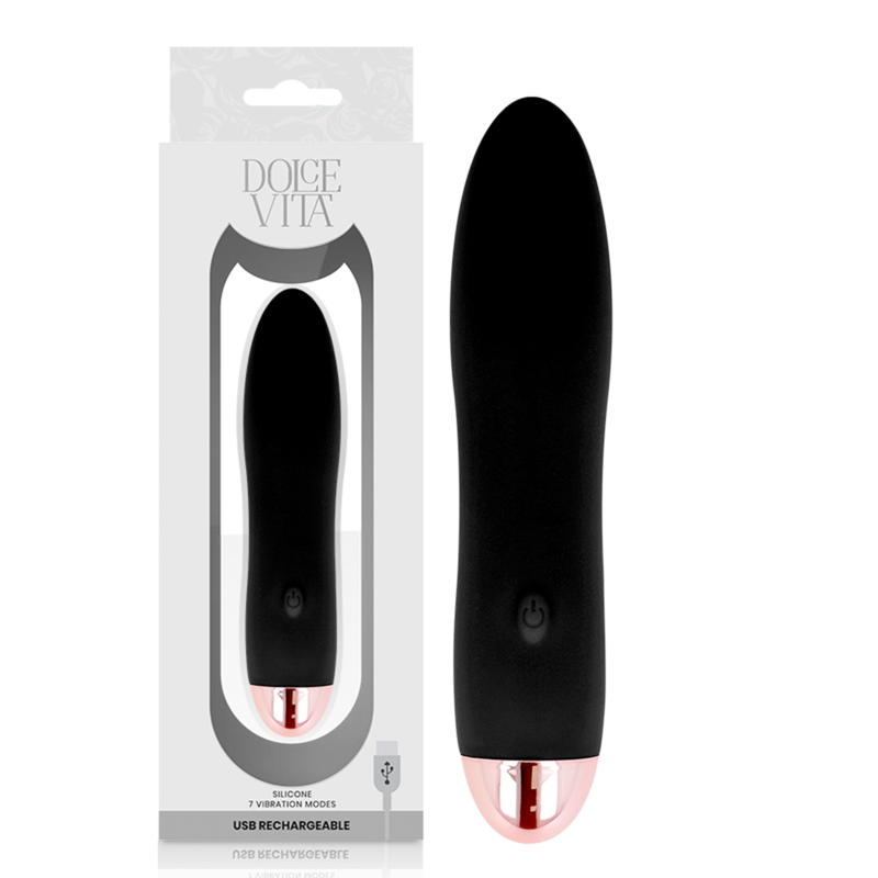 DOLCE VITA - VIBRATORE RICARICABILE QUATTRO NERO A 7 VELOCIT