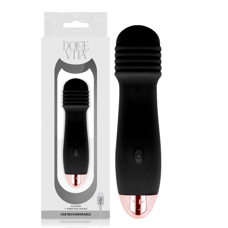 DOLCE VITA - VIBRATORE RICARICABILE TRE NERO A 7 VELOCIT