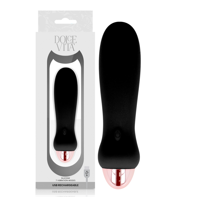 DOLCE VITA - VIBRATORE RICARICABILE CINQUE NERO A 7 VELOCIT