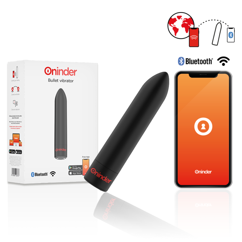 ONINDER - BERLIN VIBRATORE BULLET NERO 9 MODALIT 8,5 X 2 CM - APP GRATUITA