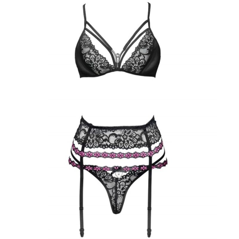 LIVCO CORSETTI FASHION - SNEHANA LC 90443 REGGISENO + REGGISENO + SLIP NERO L/XL