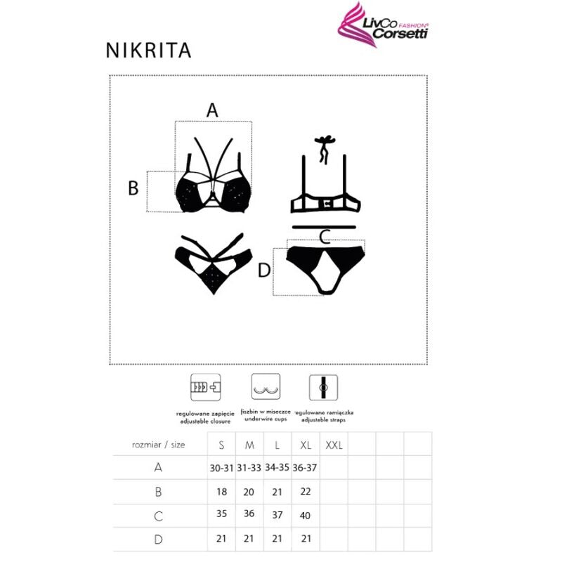 LIVCO CORSETTI FASHION - NIKRITA LC 90647 REGGISENO + SLIP NERO XL