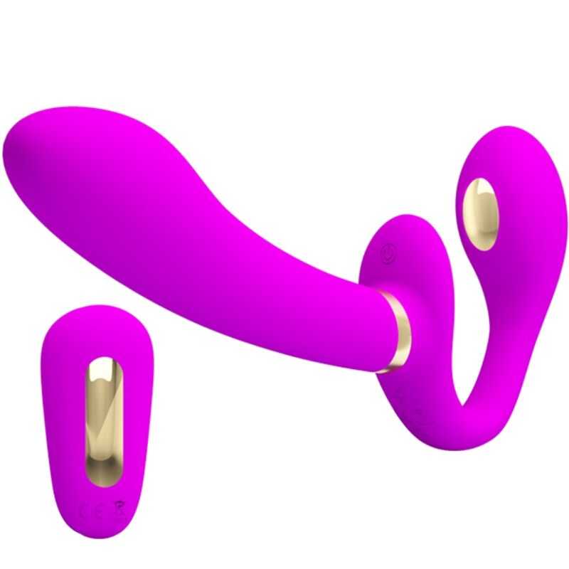 PRETTY LOVE - THUNDERBIRD DOPPIO VIBRATORE CON STRAP-ON E TELECOMANDO VIOLA