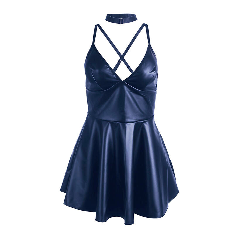 SUBBLIME - 955427 ABITO CON SPALLINE IN PELLE BLU L/XL