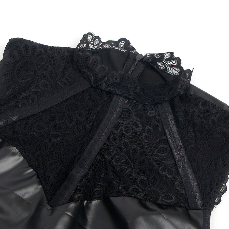 SUBBLIME - 957544 ABITO IN PELLE CON COLLO IN PIZZO NERO S/M