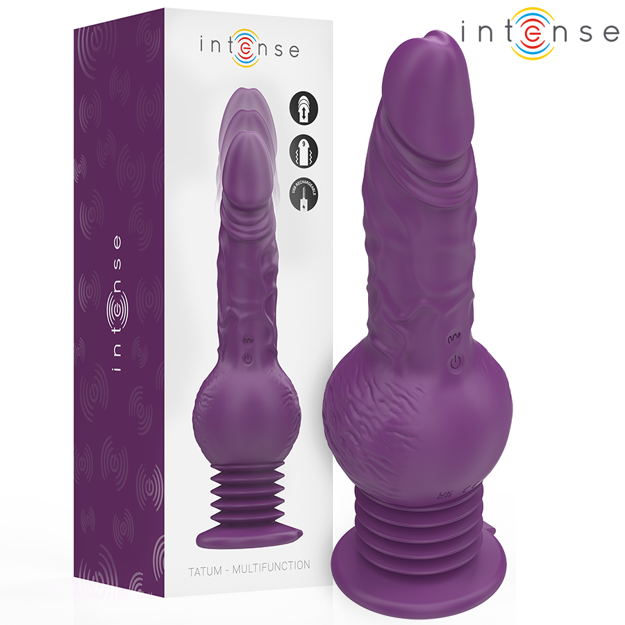 INTENSE - VIBRATORE MULTIFUNZIONE TATUM CON VIBRAZIONE SU E GI 24 CM VIOLA