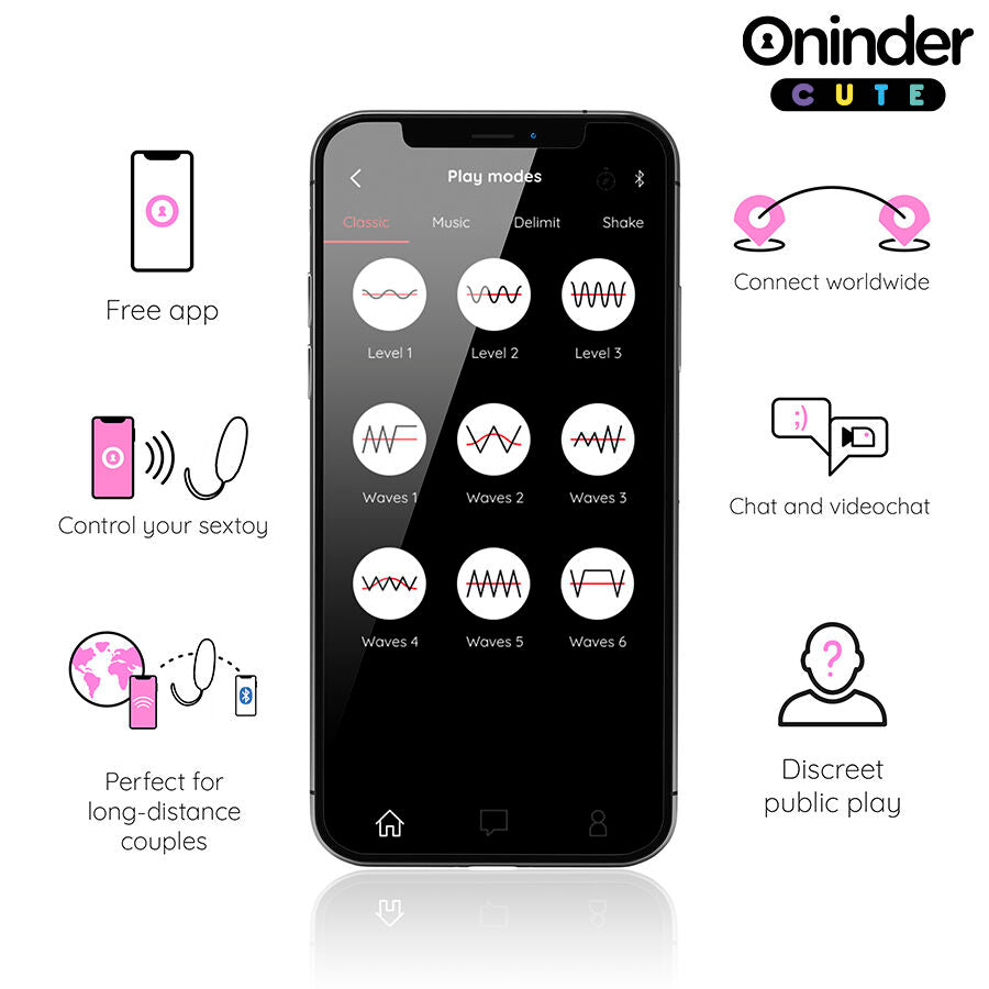 ONINDER CUTE - UOVO IN SILICONE VIBRANTE-ROTANTE A 360 PER AMARE IL PIACERE - APP GLOBALE GRATUITA