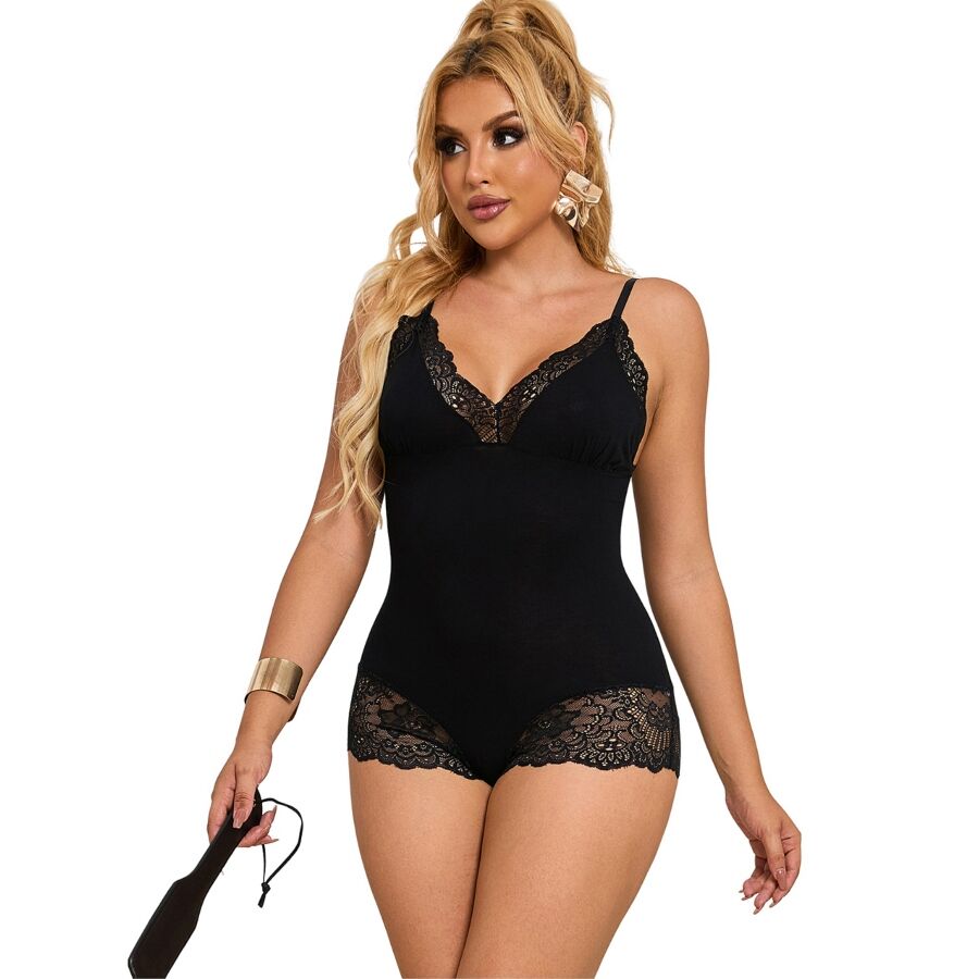 SUBBLIME - ORSACCHIOTTO CON DETTAGLI IN PIZZO FLOREALE NERO L/XL