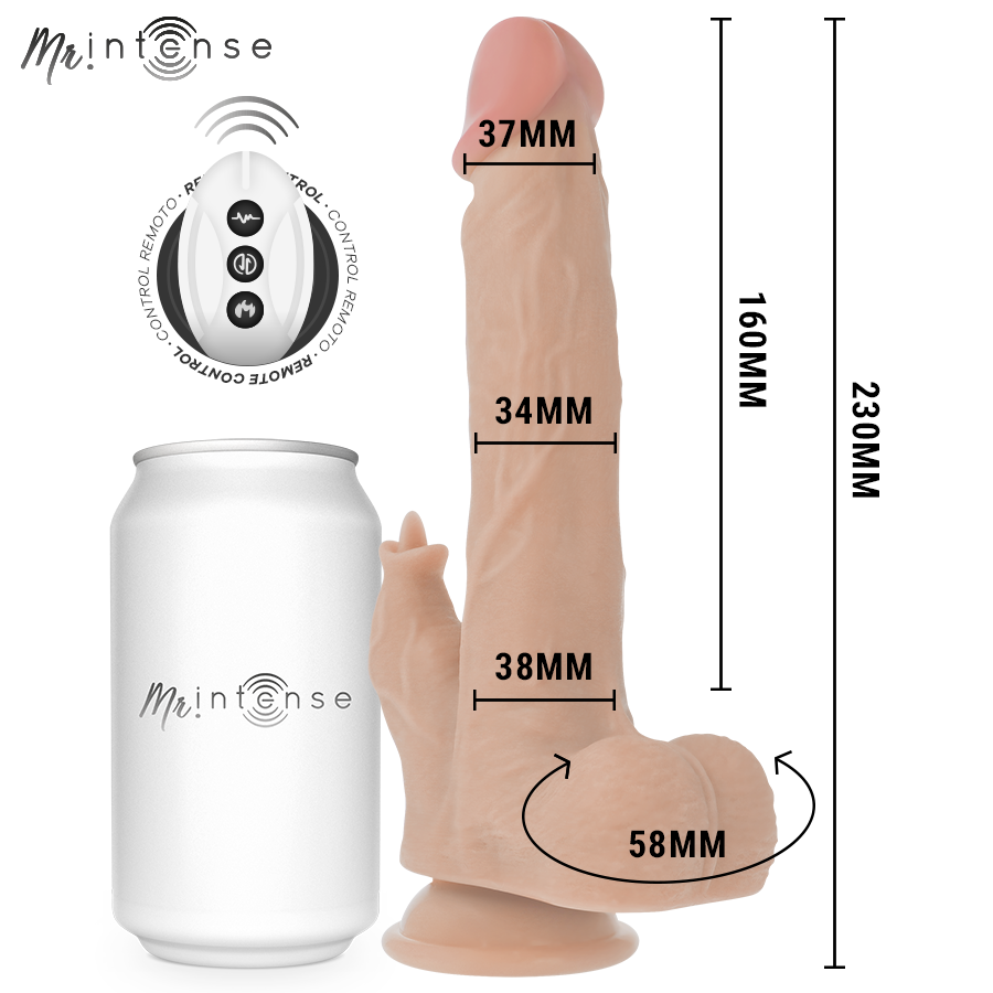 MR INTENSE - REDFORD MULTIFUNZIONE REALISTICO CON VIBRAZIONE E TELECOMANDO SU E GI 23 CM -O- 3,5 CM